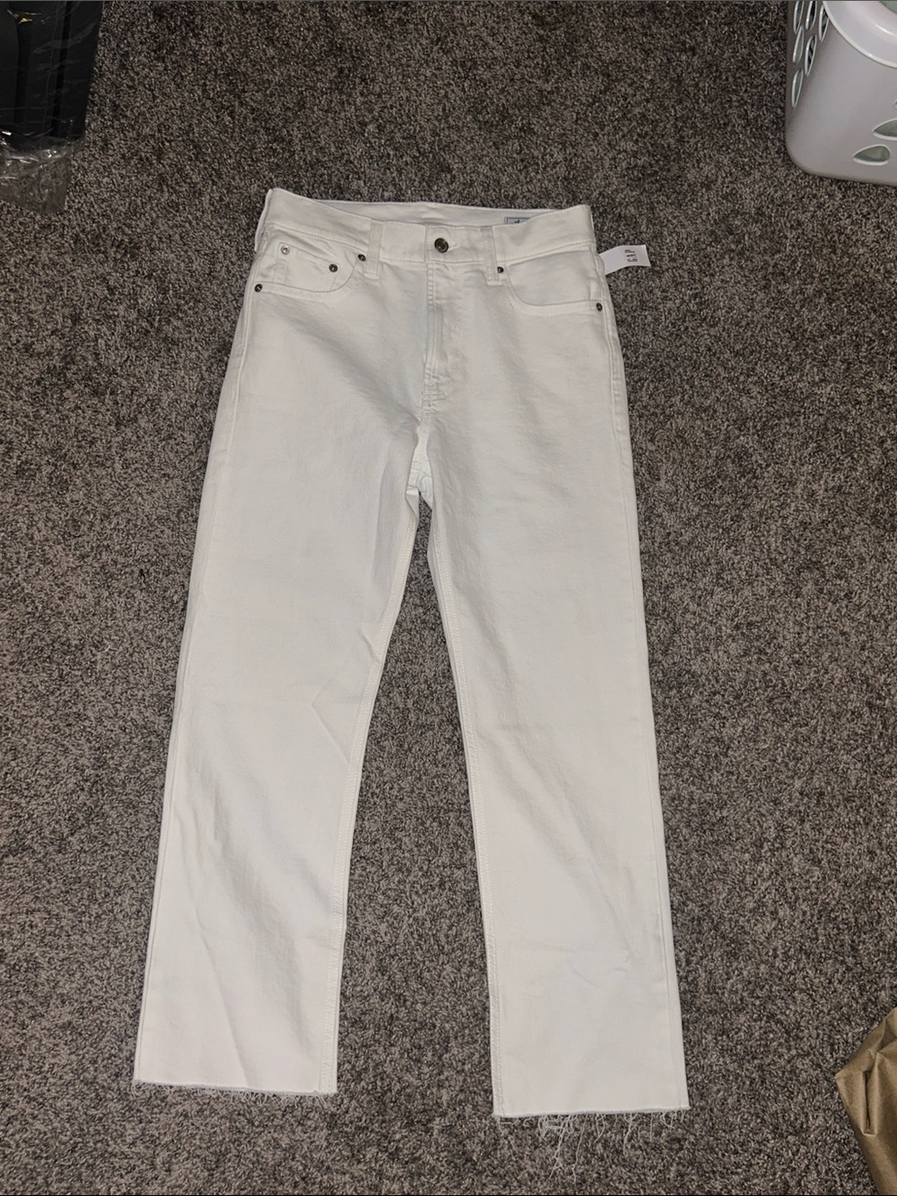 NWT GAP 90s Slim Straight Crop High Rise Jeans White - Size 27/4R